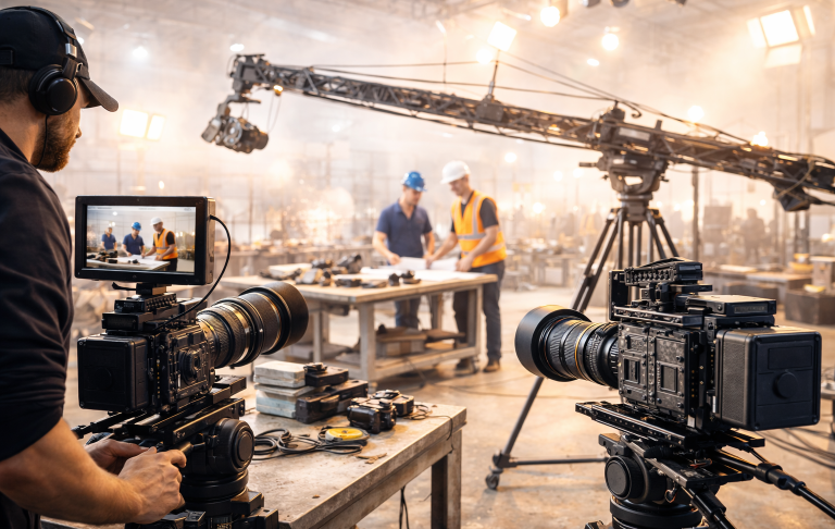 Videodreh mit mehreren Kameras und Kamerakran Videodreh mit mehreren Kameras und Kamerakran